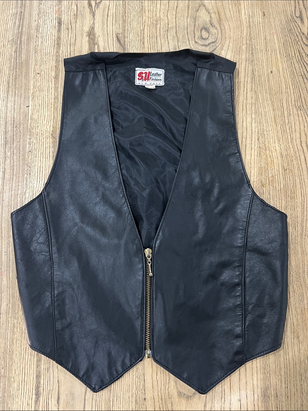 Black Leather Zip-Front Vest